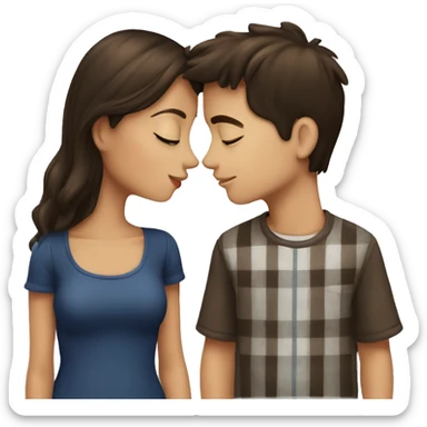 brunette girl and brunette boy kissing  sticker
