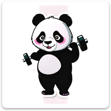 Panda lifting weights sticker