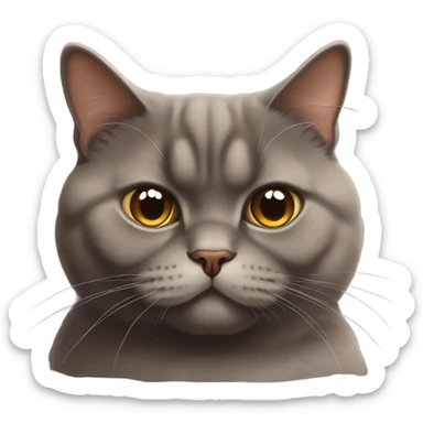 fluffy unimpressed looking chocolate british shorthair cat sticker