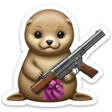 Baby seal with a gun sticker