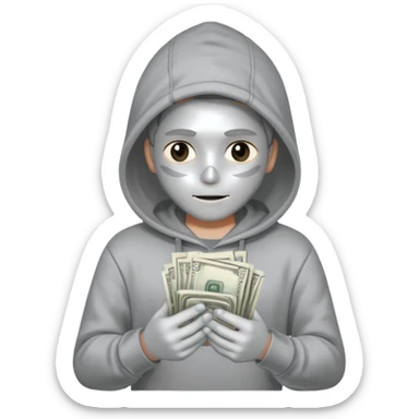 Hoodied holding money silver skin sticker
