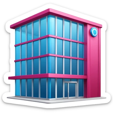 The building houses the Ozon order pickup point in its signature blue (digital blue) and raspberry colors. sticker