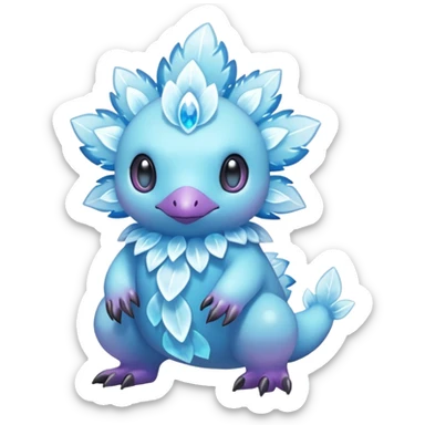elemental icy floral ethereal glacial Axew-Rufflet-Brionne-Pokémon-Fakémon-hybrid-creature sticker