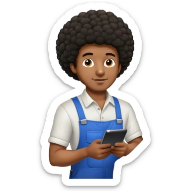 Tanned guy with short Afro working in car factory sticker