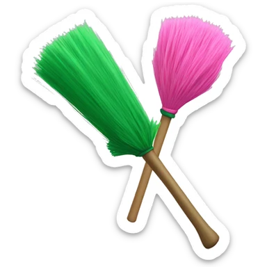 Pink wand duelling a green broom sticker