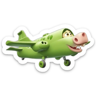 Cochon sur avion avec une tête de crocodile sticker