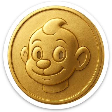 flat gold token with only the mascot's head centered, no body, no phone, no extra details, no shadows, transparent background, gold coin, mascot head in original colors, slightly embossed look sticker