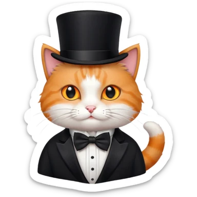 Um gato com gravata borboleta e usando uma Cartola sticker