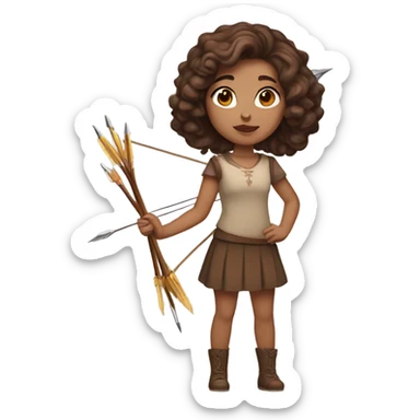 girl with brown wavy hair, brown eyes, arrows and plump lips sticker