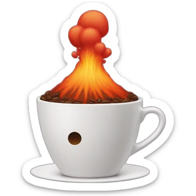 coffee cup erupting like a volcano sticker