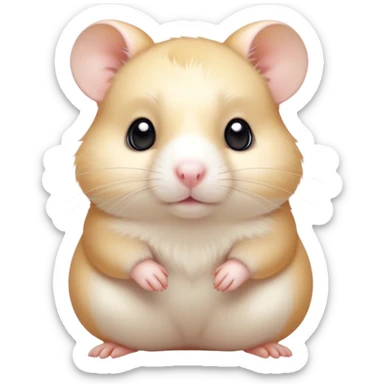 Cinematic Noble Cream Hamster Portrait Emoji, Poised and regal, with a tiny, compact build and a smooth, pristine cream fur, deep-set soulful dark eyes, Simplified yet sharp and sophisticated features, highly detailed, glowing with a soft, dignified glow, high shine, intelligent and energetic, stylized with an air of miniature elegance, focused and attentive, soft glowing outline, capturing the essence of a watchful and confident rodent, so majestic it feels as though it could scurry out of the screen with effortless authority! sticker