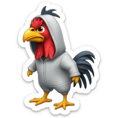 rooster in shark onesie sticker