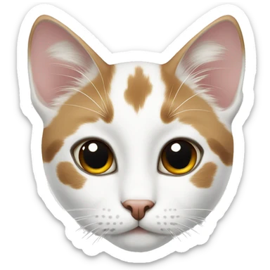white cat with brown spots and kind eyes sticker