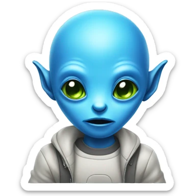 blue cute alien sticker