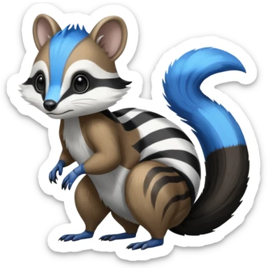 Black/White/Blue Skunk-Vernid-Trico-Furret-Numbat-animal-fusion (full body) sticker