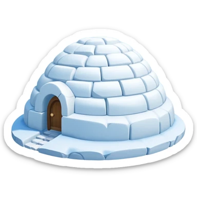 A traditional snow igloo on a vast snowy plain under a clear blue sky. Soft sunlight casts gentle shadows across the snow. The igloo has a small entrance tunnel and compacted snow blocks forming its dome. Realistic Arctic environment, calm winter feeling. Negative: Background transparent. sticker