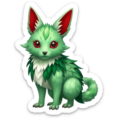 Cute Cool Edgy Green Red ethereal Fionbri-Vernid-Trico-animal-creature full body sticker