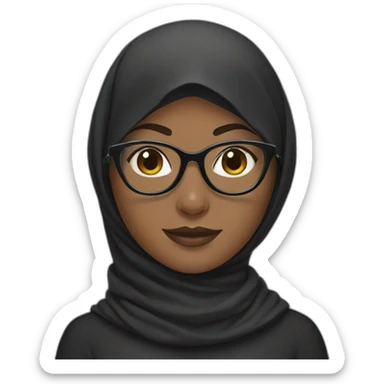 Black hijab with glasses with cat sticker