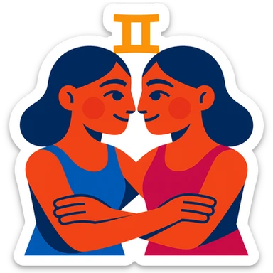 vibrant toon style Gemini, two colorful twins sticker