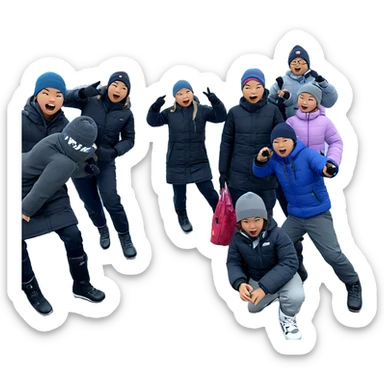 winter fun with friends sticker