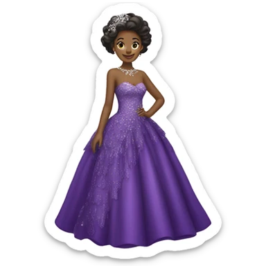 Purple gown with gems and lace sticker