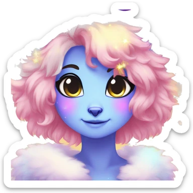 Shiny Sparkly Colorful Fluffy beautiful Hair Kawaii Ethereal Anthro Sona Nebula-Crystal-Fakemon sticker