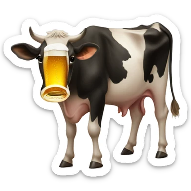 A cow drinking a beer  sticker
