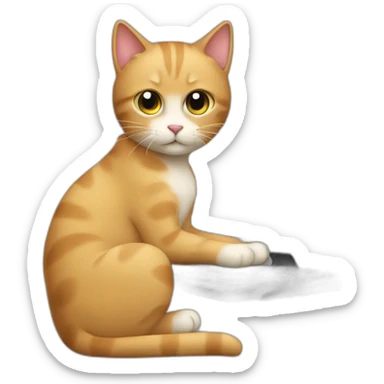 Cat typing infront of a pc sticker