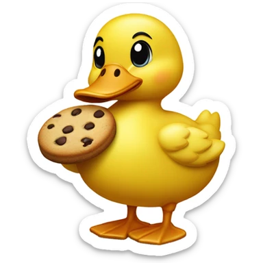 Yellow duck eating cookie sticker
