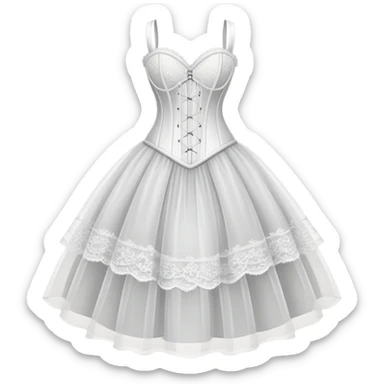 white corset dress, feminine, lace and ulle sticker