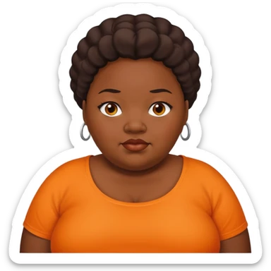obese black woman with orange shirt sticker