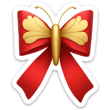 Red bow with one gold butterfly on the bow sticker