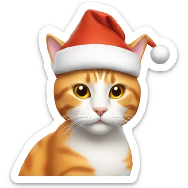 Orange white cat wearing Santa costume sticker