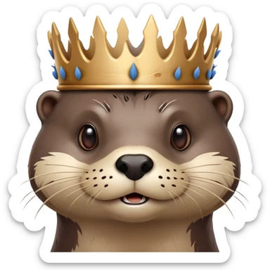portrait of confused otter face with simple wooden thorny bramble crown, no leaves, no metal, just thorns sticker