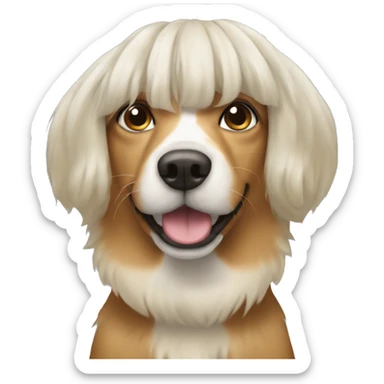 dog wearing a wig sticker