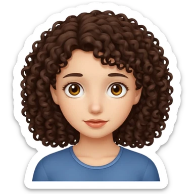Dark brown Curly hair girl sticker