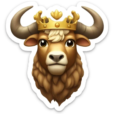 big horn minotaur wearing crown sticker