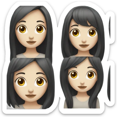 pale girl with long black hair with bangs  sticker
