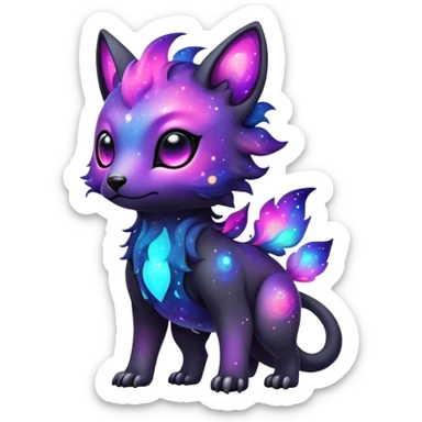 Cute cool colorful dark nebula fantasy-Fakemon-Digimon-animal-hybrid full body sticker