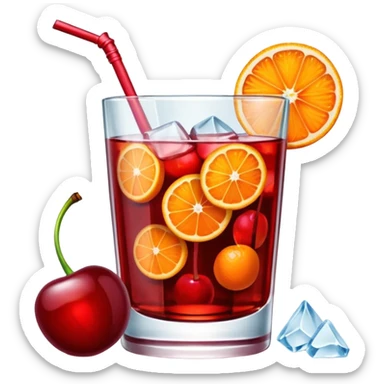 Mach mir einen Cherry Negroni mit viel Eiswürfeln und nur einer einzigen Scheibe Orange im Glas und einer Kirsche als Deko sticker