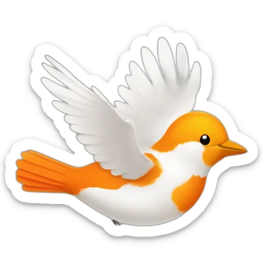 An orange and white bird flying over another orange and white bird sticker