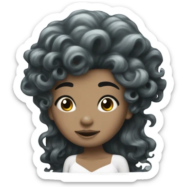 White mermaid with curly black hair  sticker