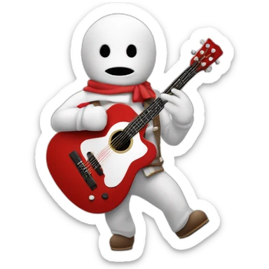 Bonhomme sur une guitare rouge sticker