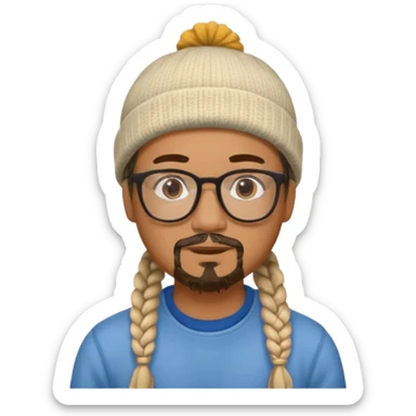 man with braids glasses beanie and goatee sticker