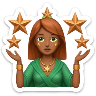 copper green female statue holding up 3 stars in a triangle sticker