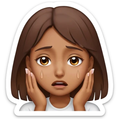 Brown girl brown hair crying  sticker