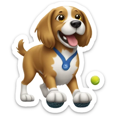 Dog playing pickleball  sticker