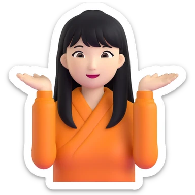 Asian woman with long black straight hair with bangs cheering for Doosan Bears baseball team sticker