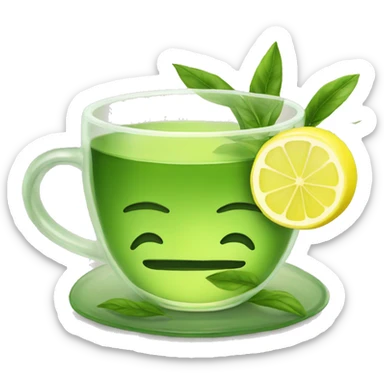 Green tea with lemon  sticker
