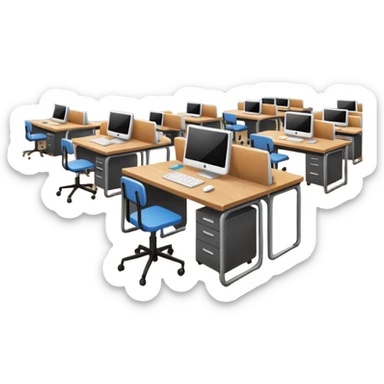 large study space with students working separately sticker